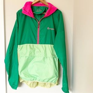 COTOPAXI Teca half zip windbreaker, hot pink, light green, dark green sz. XL